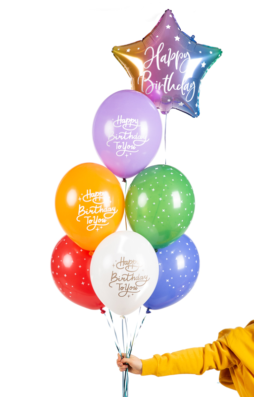 Balony 30 cm, Happy Birthday To You, mix (1 op. / 6 szt.) - obrazek 3