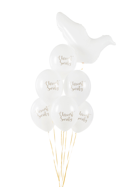 Balony 30 cm, Chrzest Święty, Pastel Pure White (1 op. / 6 szt.) - obrazek 2