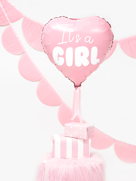 Balon foliowy Serce - It's a girl, 45cm, jasny różowy - obrazek 2