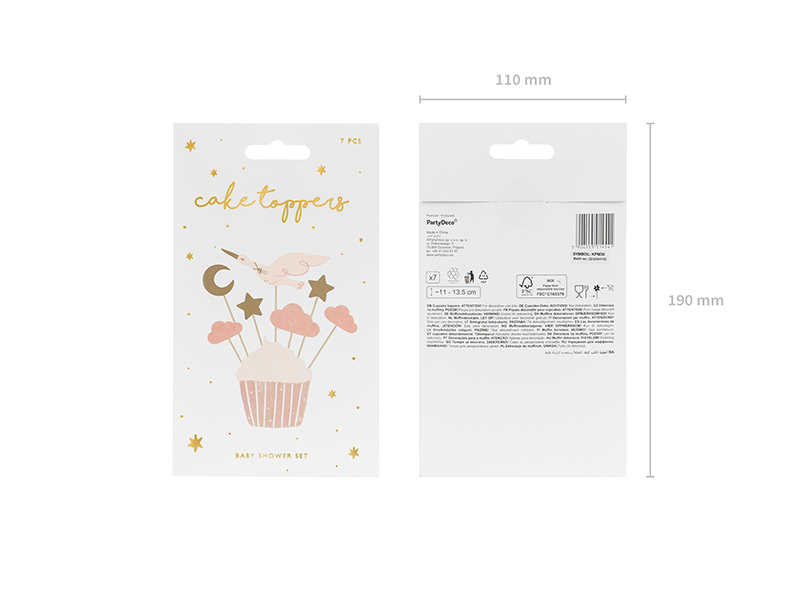 Dekoracje do muffinek - Bocian 11-12 cm, mix (1 op. / 7 szt.) - obrazek 3