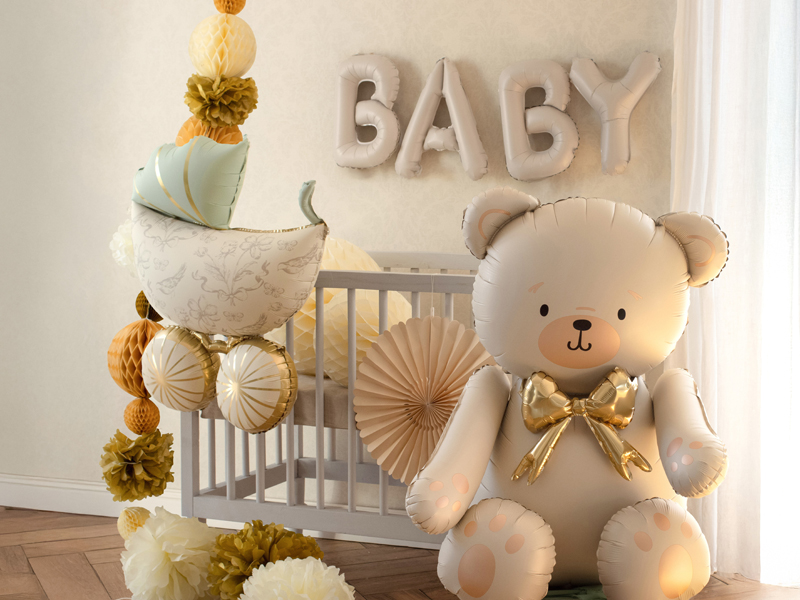 Balon foliowy Baby, 140x43 cm, beż