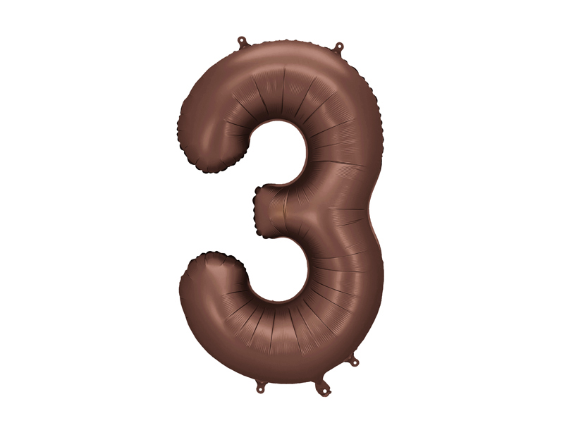 Balon foliowy Cyfra '3', 86cm, mocca