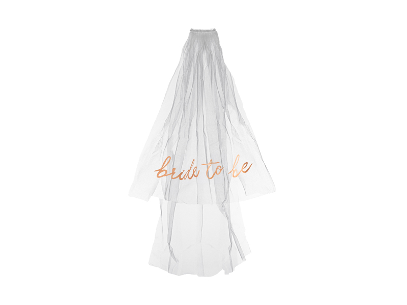 Welon z napisem Bride to be, 63cm, biały