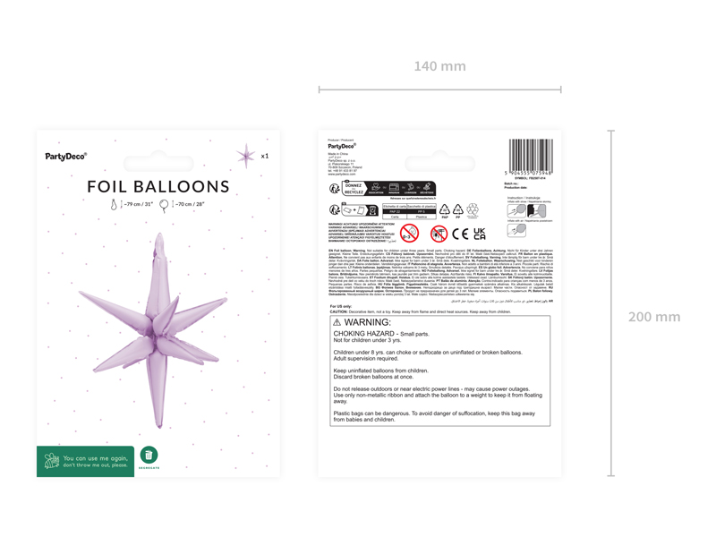 Balon foliowy Gwiazda 3D, 70cm, fiolet - obrazek 4