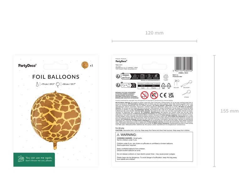 Balon foliowy Piłka w Cętki Żyrafy, 75 cm, mix - obrazek 5