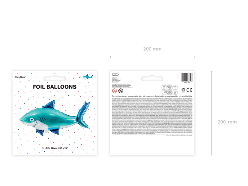Balon foliowy Rekin, 102x62 cm, mix - obrazek 8