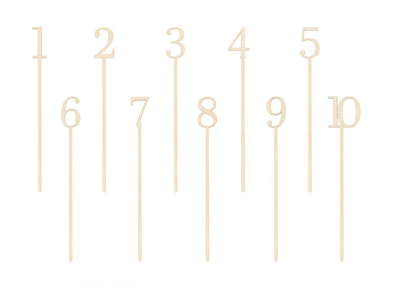 Drewniane numery na stół, 25 cm (1 op. / 10 szt.)