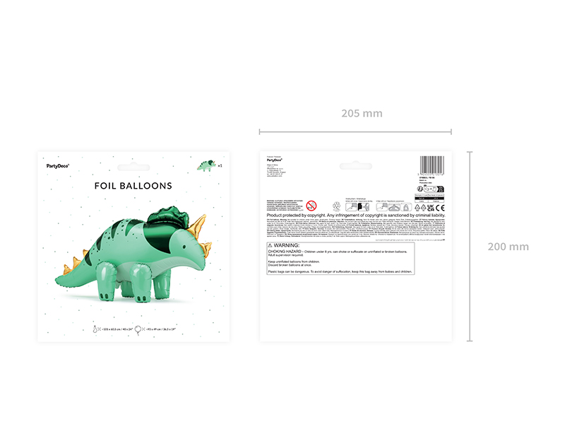 Balon foliowy Triceratops, 101x60.5cm, zielony - obrazek 8