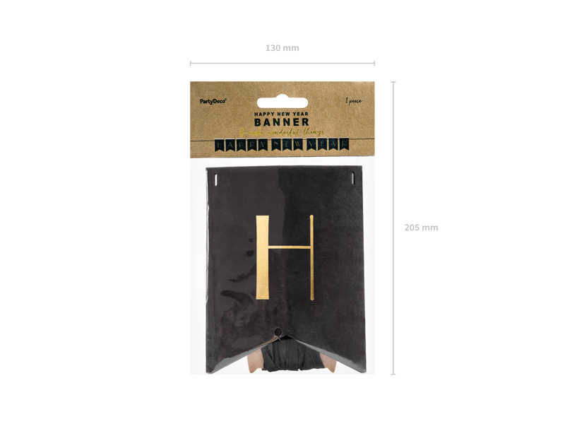 Baner Happy New Year, czarny, 15 x 170 cm - obrazek 5