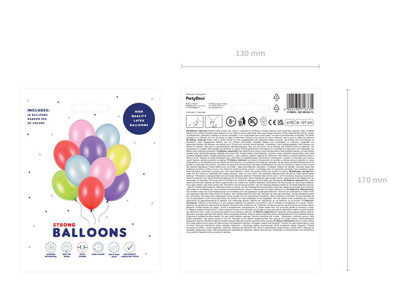 Balony Strong 27cm, Metallic Mix (1 op. / 10 szt.) - obrazek 2