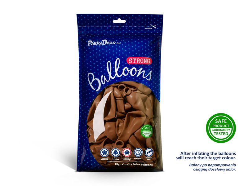 Balony Strong 27 cm, Pastel Mocca (1 op. / 100 szt.) - obrazek 2