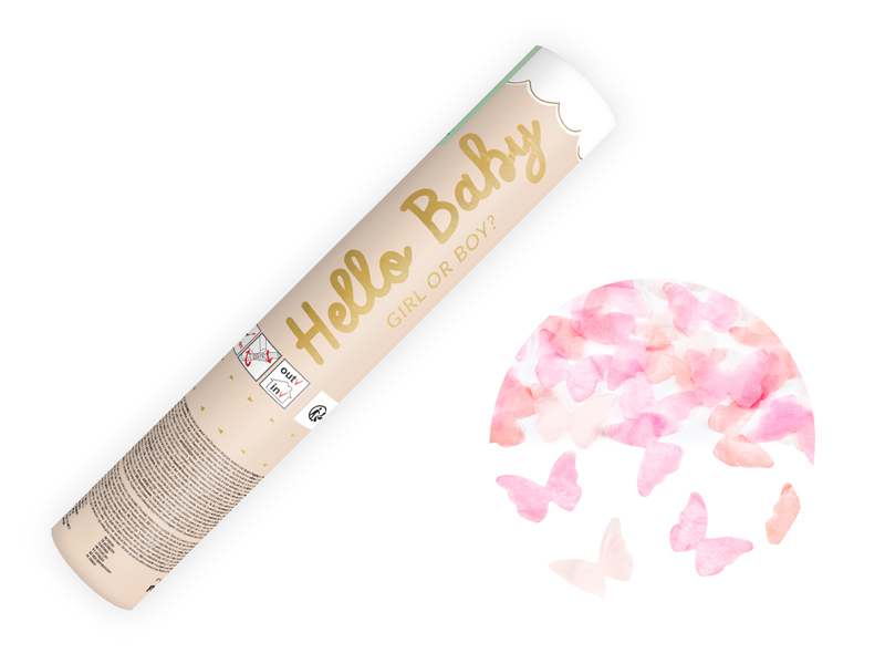 Tuba strzelająca motylkami Hello Baby, 20 cm, różowy