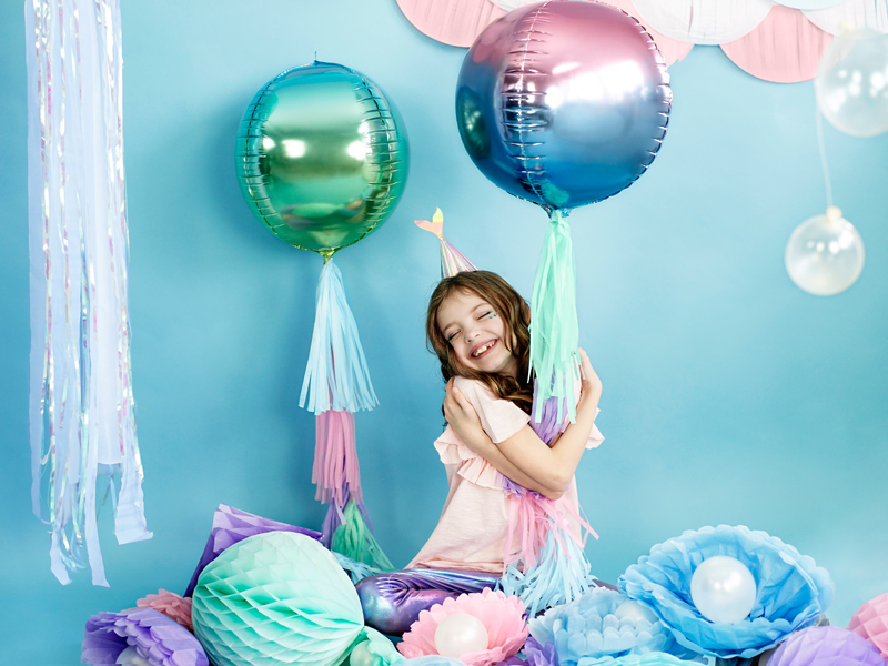 Balon foliowy Kula ombre, fioletowo-niebieski, 35cm - obrazek 3