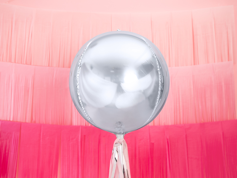 Balon foliowy Kula, 40cm, srebrny - obrazek 4