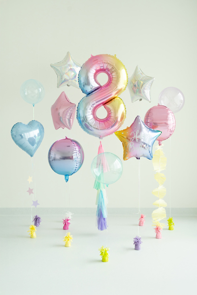 Balon foliowy Cyfra ''8'', 86cm, pastelowy tęczowy - obrazek 2