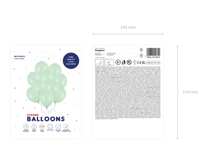 Balony Strong 27cm, Pastel Pistachio (1 op. / 10 szt.) - obrazek 9