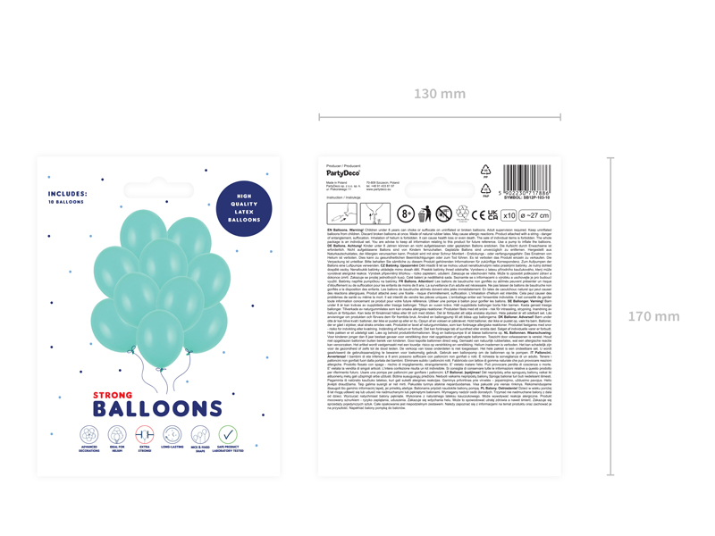 Balony Strong 27cm, Pastel Mint Green (1 op. / 10 szt.) - obrazek 2