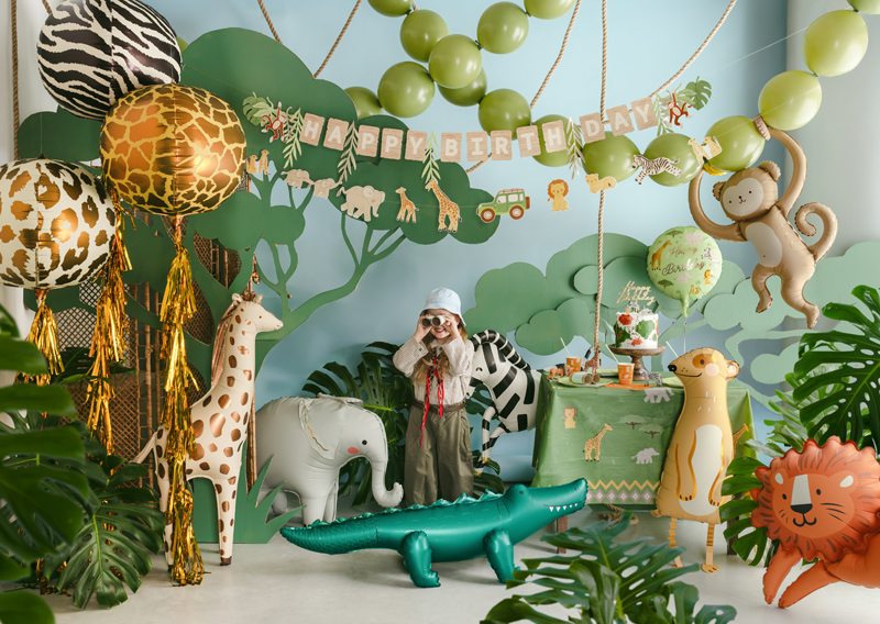 Balon foliowy pastylka ''Happy Birthday'' Safari, 35x35 cm, mix - obrazek 3