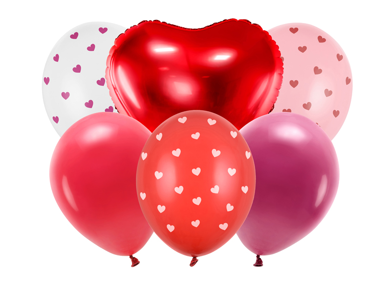Zestaw balonów Be mine valentine, mix (1 op. / 6 szt.)