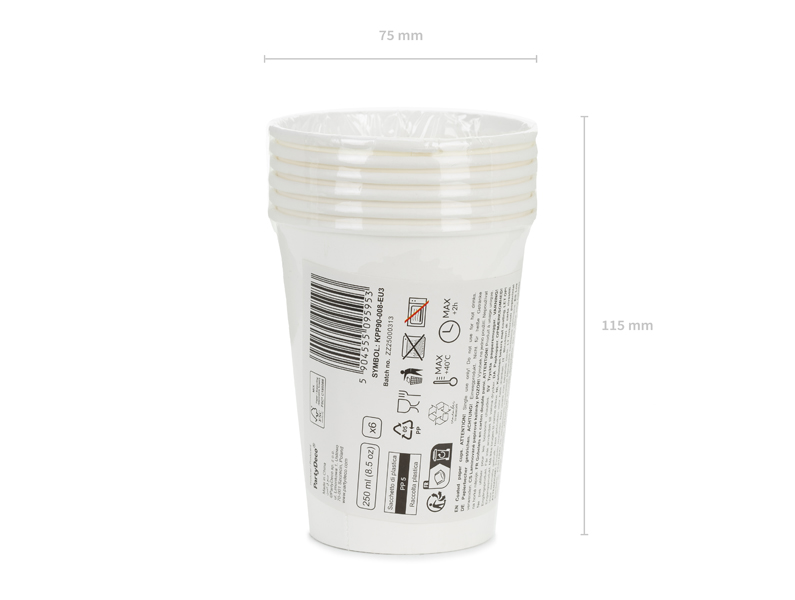 Kubeczki papierowe, biały, 250ml (1 op. / 6 szt.) - obrazek 6