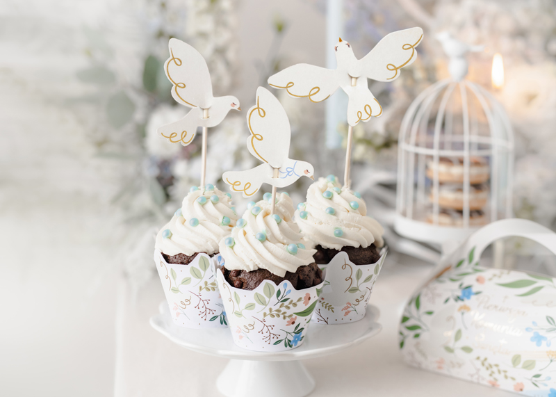 Dekoracje do muffinek - Gołębie, 14.5 cm, mix (1 op. / 6 szt.) - obrazek 2