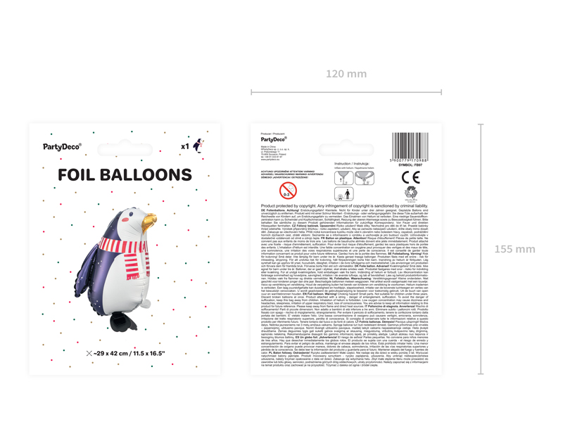 Balon foliowy Pingwin, 29x42cm, mix - obrazek 5