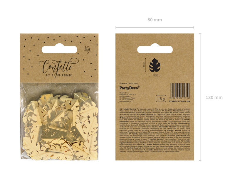 Konfetti metalizowane Liście, złoty, 15g - obrazek 3