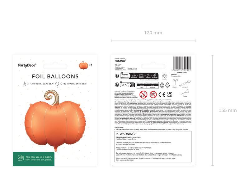 Balon foliowy Dynia, 62x59 cm, mix - obrazek 8