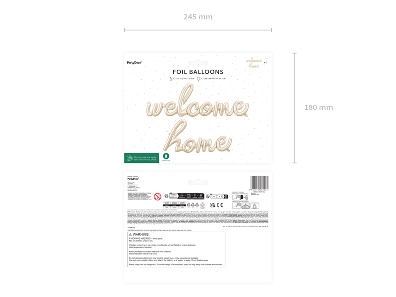 Balon foliowy Welcome Home, 335x71 cm, cappuccino - obrazek 4