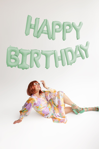 Balon foliowy Happy Birthday, 340x35cm, zieleń - obrazek 2