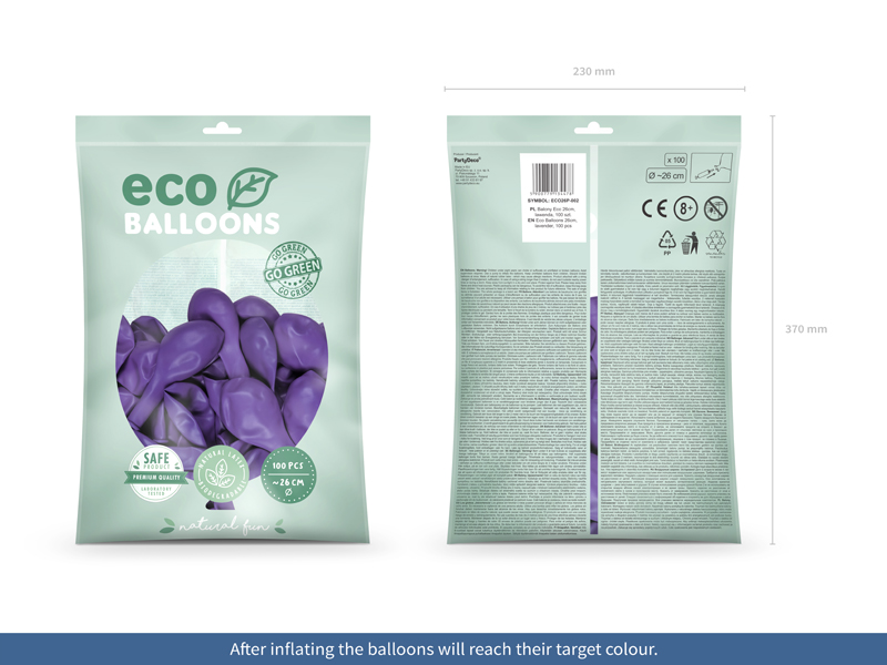 Balony Eco 26cm pastelowe, lawenda (1 op. / 100 szt.) - obrazek 2
