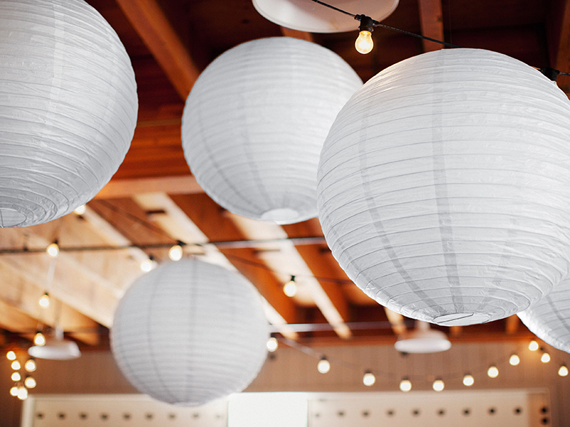 Lampion papierowy, biały, 25cm - obrazek 3