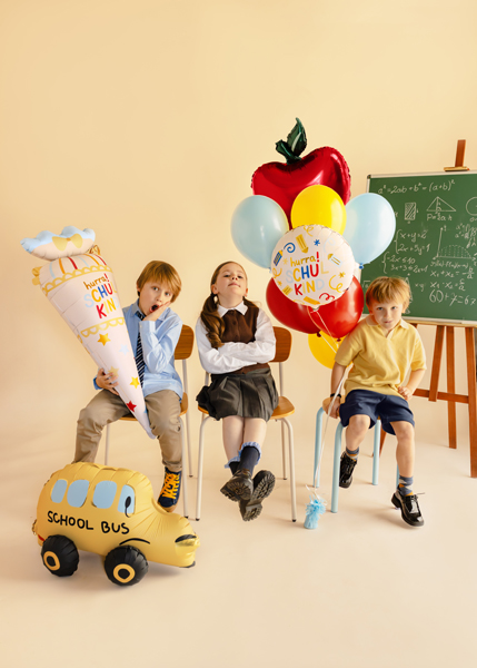 Balon foliowy rożek Hurra Schulkind, 34.5x99 cm, kremowy - obrazek 3