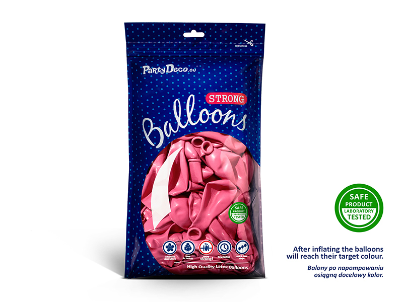 Balony Strong 30cm, Metallic Hot Pink (1 op. / 50 szt.) - obrazek 2