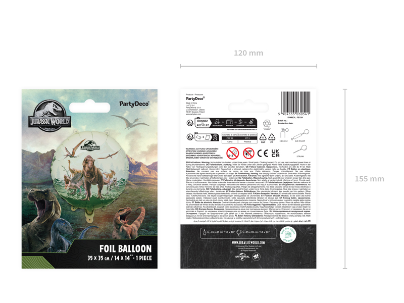 Balon foliowy pastylka Jurassic World, 35x35 cm, mix - obrazek 4