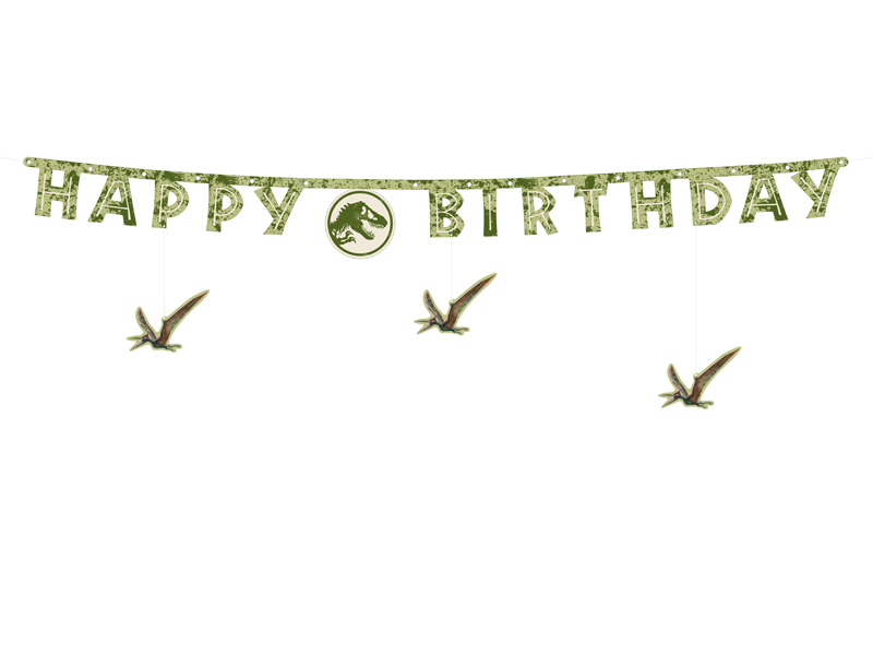Baner Happy Birthday Jurassic World, 45x165 cm, mix