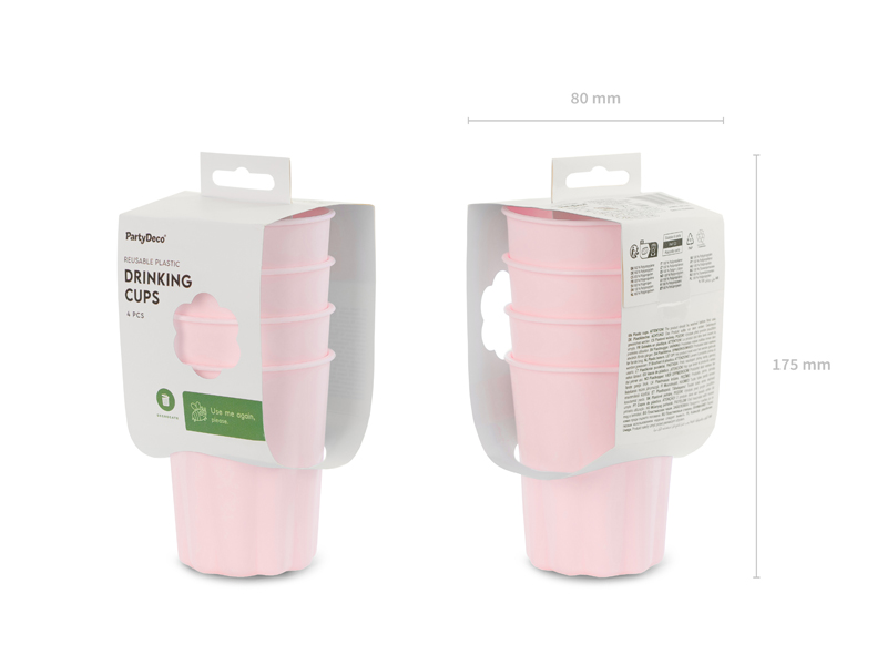 Kubeczki plastikowe Falbanka, 220 ml, różowy (1 op. / 4 szt.) - obrazek 7
