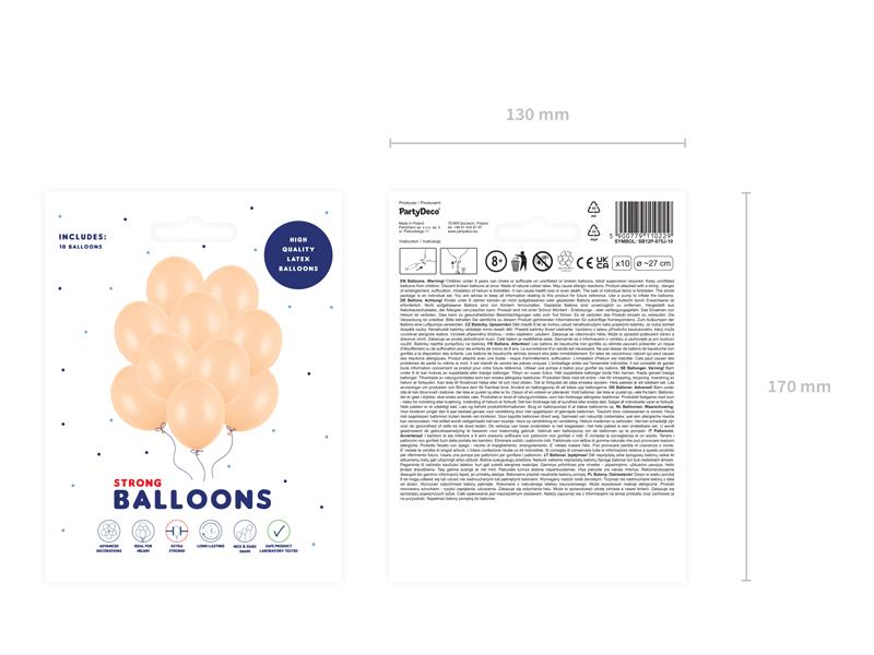 Balony Strong 27cm, Pastel Light Peach (1 op. / 10 szt.) - obrazek 6
