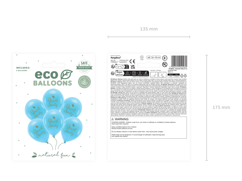 Balony Eco 33 cm, Chrzest Święty, błękit (1 op. / 6 szt.) - obrazek 4