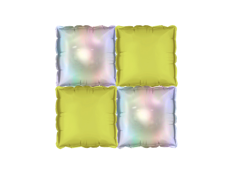 Balon foliowy kurtyna dwustronna Kwadrat, holograficzno-neonowy żółty, 35 x 35 cm (1 op. / 4 szt.) - obrazek 2