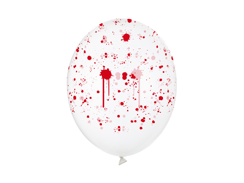 Balony 30 cm, Plamy krwi, Crystal Clear (1 op. / 50 szt.)