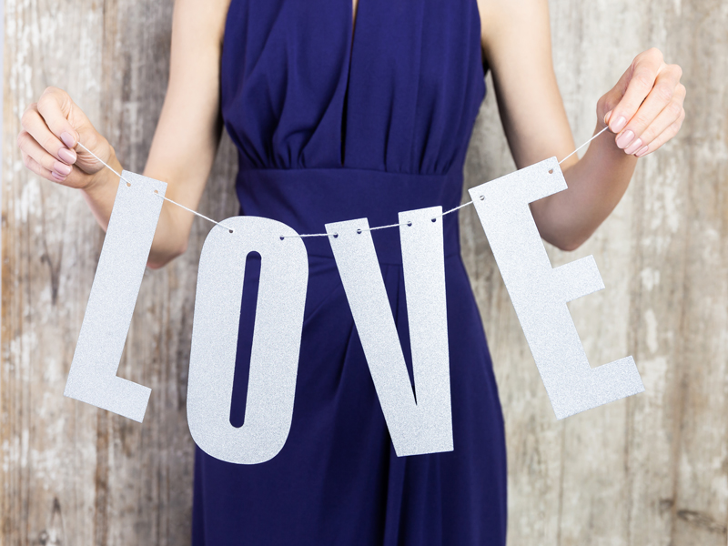 Baner Love, srebrny, 21x55cm - obrazek 3