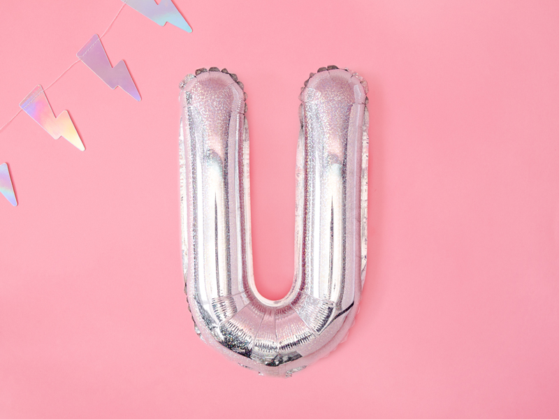 Balon foliowy Litera ''U'', 35cm, holograficzny - obrazek 2