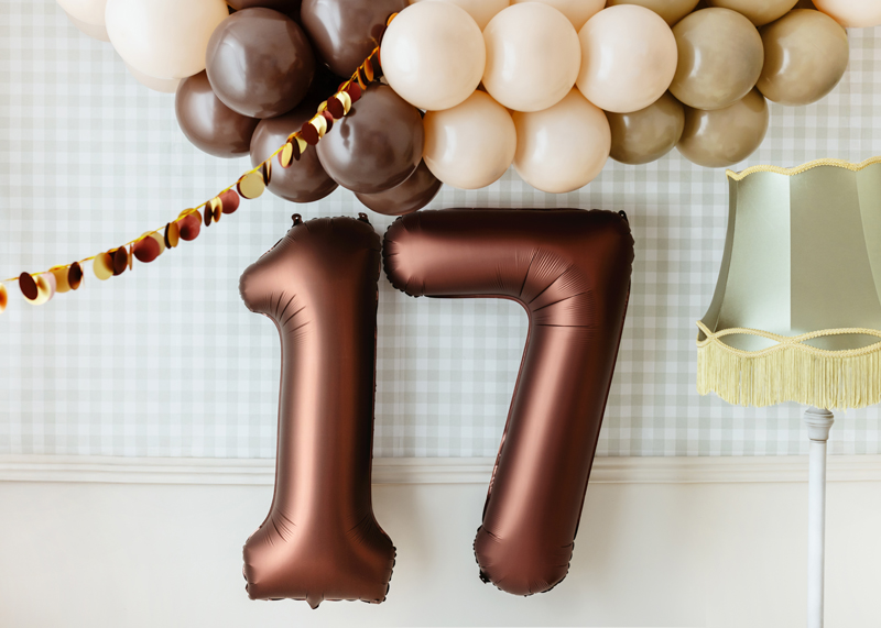 Balon foliowy Cyfra '7', 86cm, mocca - obrazek 2