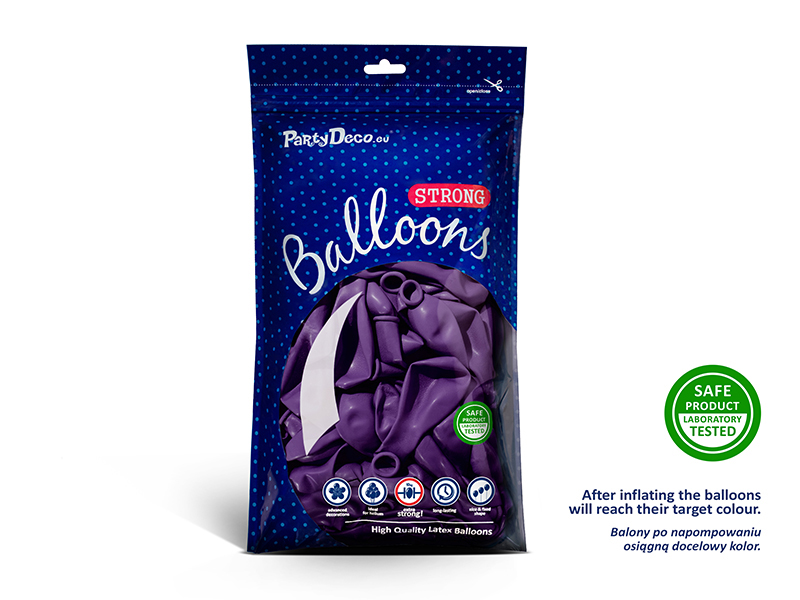 Balony Strong 30cm, Metallic Purple (1 op. / 50 szt.) - obrazek 2