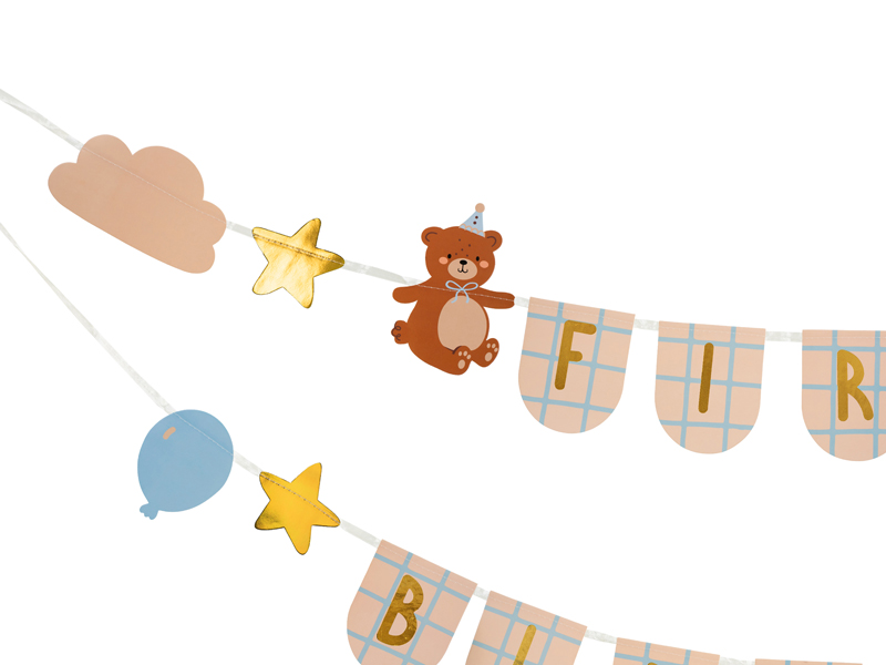Baner First Birthday z misiami, 2,55 m - obrazek 2