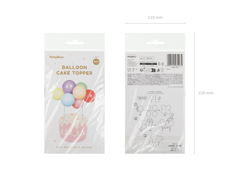 Balonowy topper na tort, tęcza, mix, 29 cm - obrazek 4