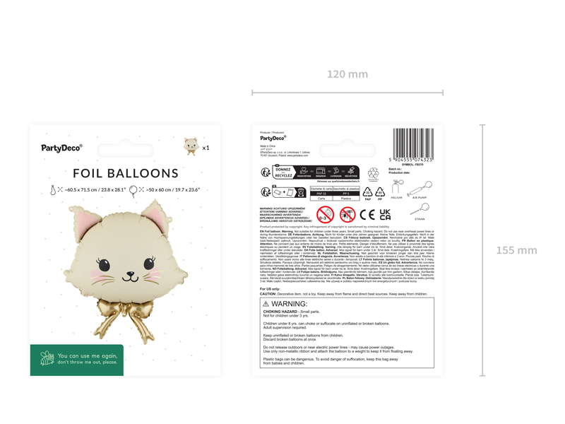 Balon foliowy Kotek, 50x60 cm, mix - obrazek 4