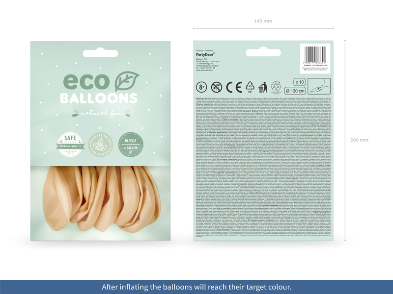 Balony Eco 26cm pastelowe, jasna brzoskwinia (1 op. / 10 szt.) - obrazek 5