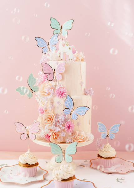 Toppery na tort Motylki, 9 x 6.5 cm, mix (1 op. / 9 szt.) - obrazek 3